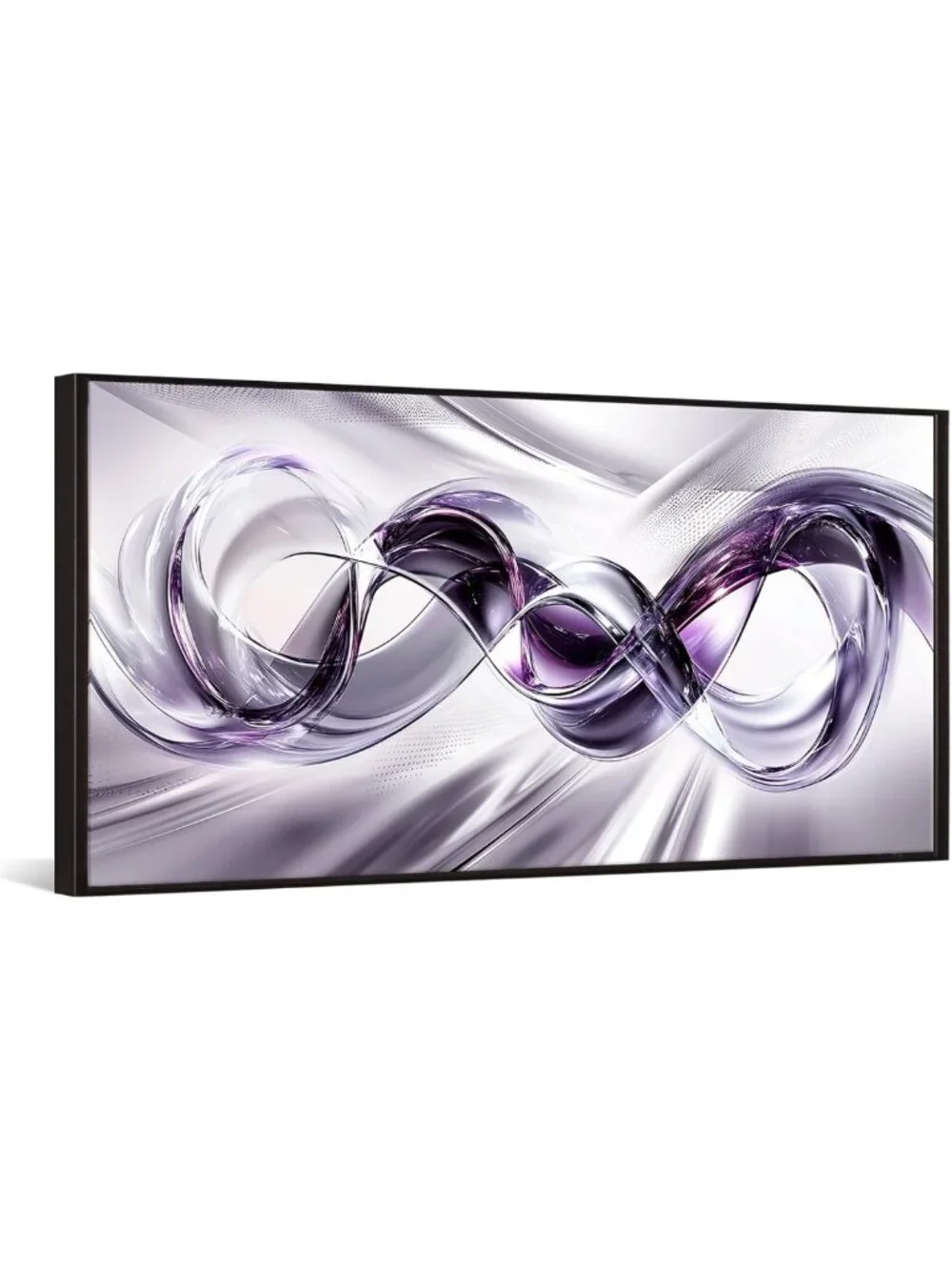 Purple Abstract Wall Art with Black Floater Frame - Modern Home Decor Accent